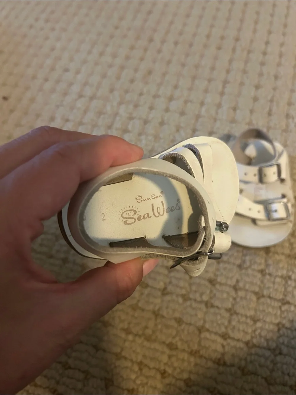 Sun Sans Sea Wee Toddlers' White Double-Buckle Leather Sandals